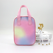 Multicolor Rainbow Kids Lunch Box Bag For School PEVA Lining Thermal Lunch Bag Outdoor Picnic Cooler Bag
